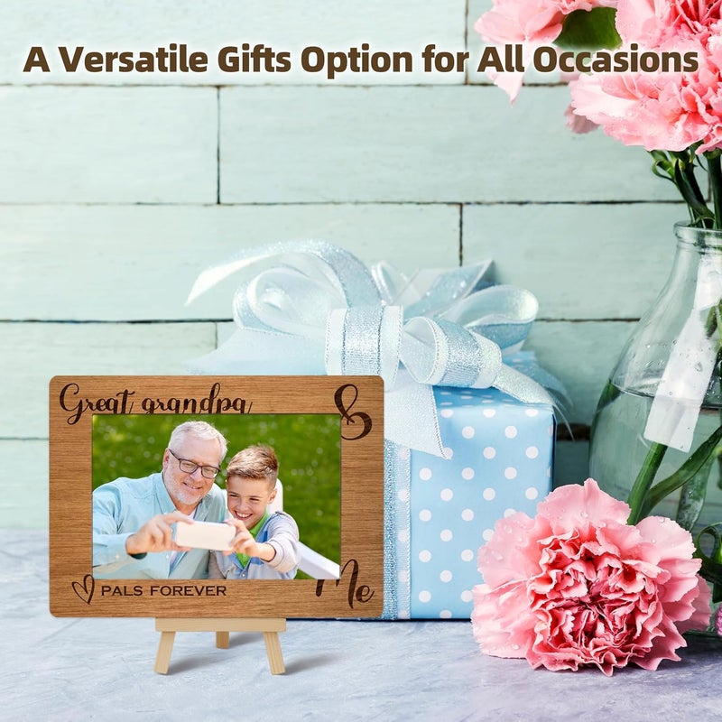 OXRUN Grandpa & Me Picture Frame, Grandfather Gifts Wooden Photo Frame with Easel, Display Photo Insert, 4x6 Picture Frame for Tabletop Display - A08 - Image 5